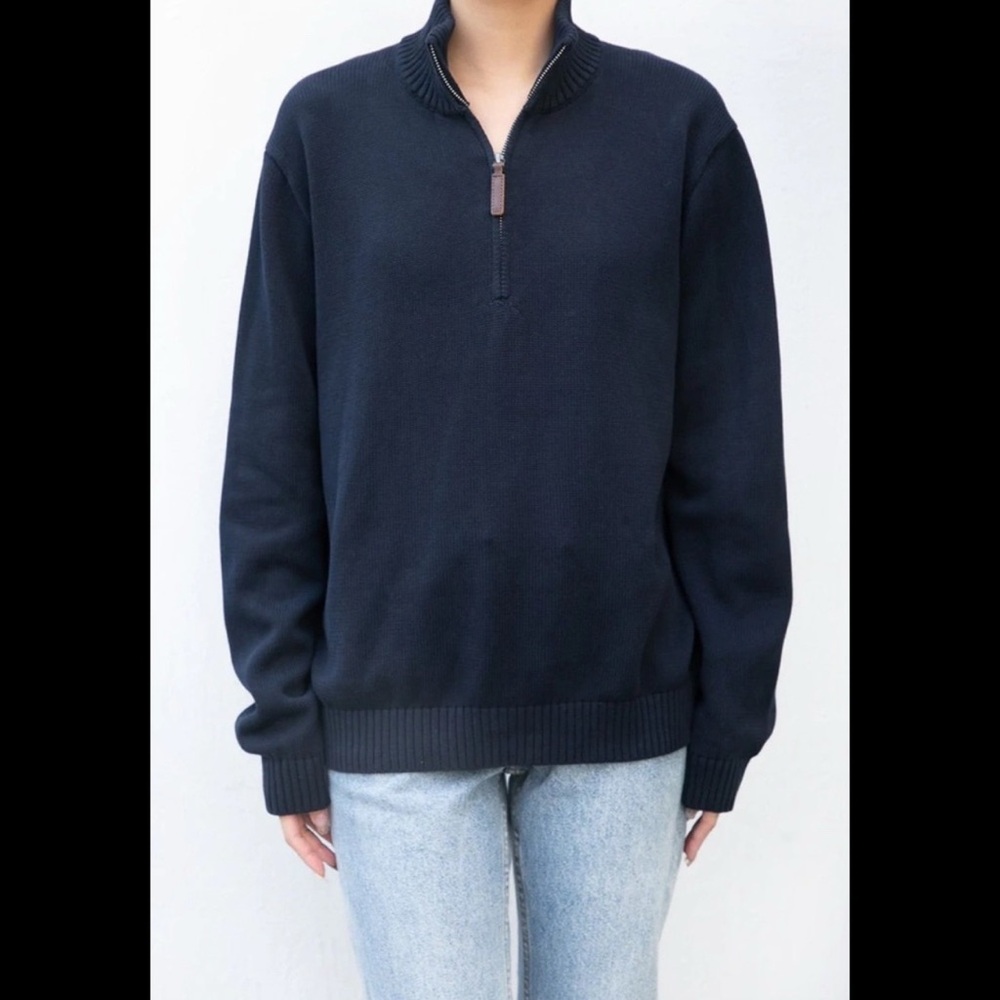 Brandy Melville Aleah Sweater – Quarter Zip | Navy | 100% Cotton